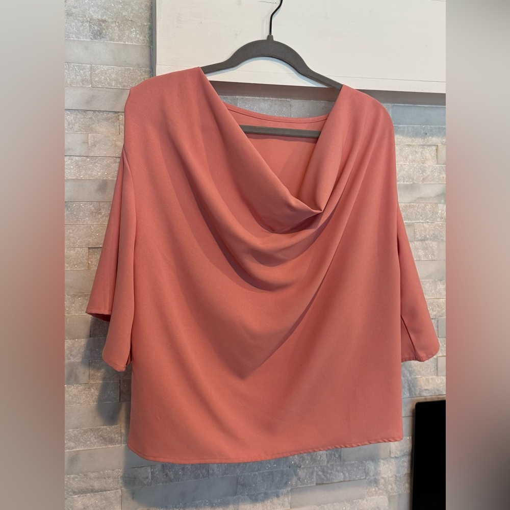 Elegant Draped Blouse in coral pink